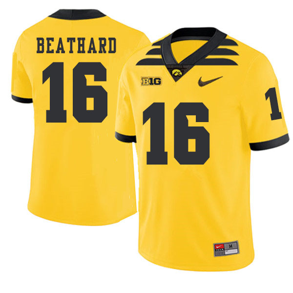 2019 Men #16 C.J. Beathard Iowa Hawkeyes College Football Alternate Jerseys Sale-Gold - Click Image to Close